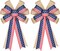2 Pcs 4th of July Decor Bow for Wreath,Red White Blue Stripe Stars and Burlap Tree Topper Bows for Patriotic,Independence Day,Memorial Day,Veteran's Day,Outdoor Decorations